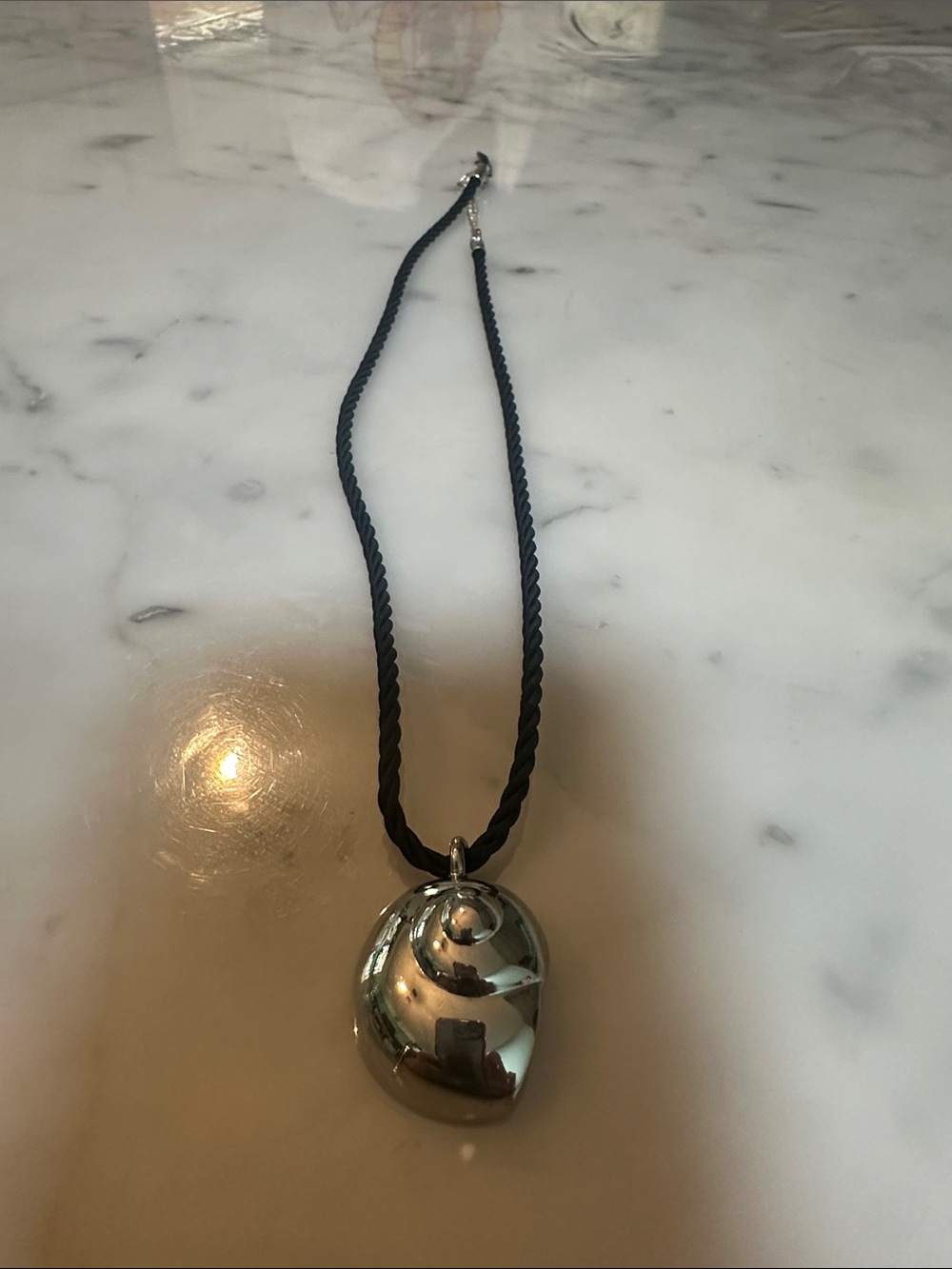 Jennifer Behr Abstract Spiral Shell Pendant Necklace Silver Tone